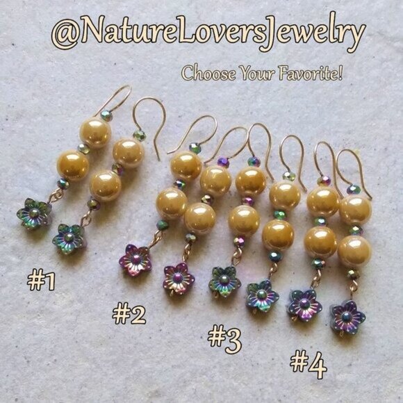 🍂🍁🍃 3/$25! Sexy, Flirty, Feminine! Gorgeous Shimmering Flower Dangle Earrings - Picture 3 of 8